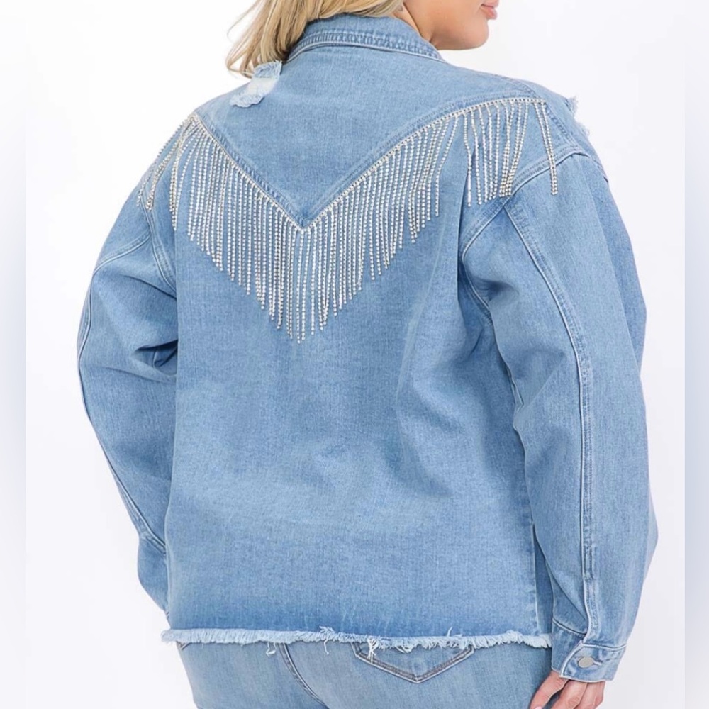 Fringe Embellished Denim Jacket
